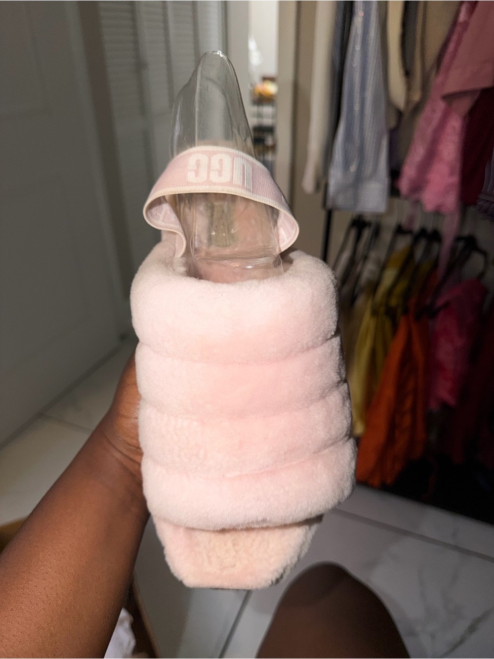UGG Pink Fluff Slide Sandals - Picture 2 of 5
